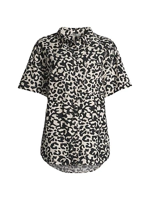 Michelle Leopard-Printed Cotton-Blend Shirt