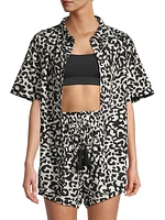 Michelle Leopard-Printed Cotton-Blend Shirt