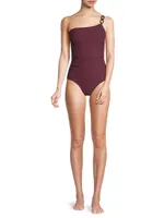 Kara Textured One-Shoulder One-Piece Swimsuit