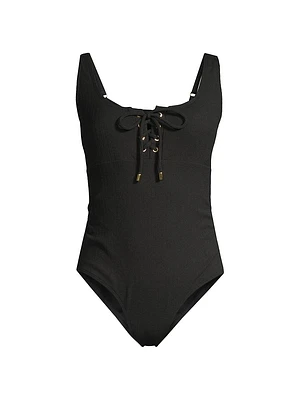 Taylor Lace-Up One-Piece Swimsuit