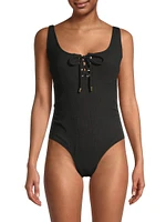 Taylor Lace-Up One-Piece Swimsuit