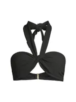 Loryn Twist-Front Halter Bikini Top