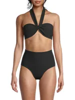 Loryn Twist-Front Halter Bikini Top