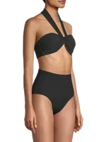 Loryn Twist-Front Halter Bikini Top