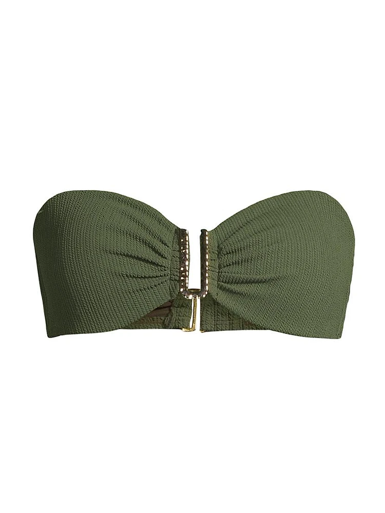 Cindy Bandeau U-Ring Textured Bikini Top