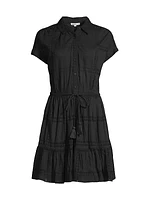 Sarah Cotton Tie-Waist Short-Sleeve Shirtdress