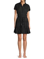 Sarah Cotton Tie-Waist Short-Sleeve Shirtdress