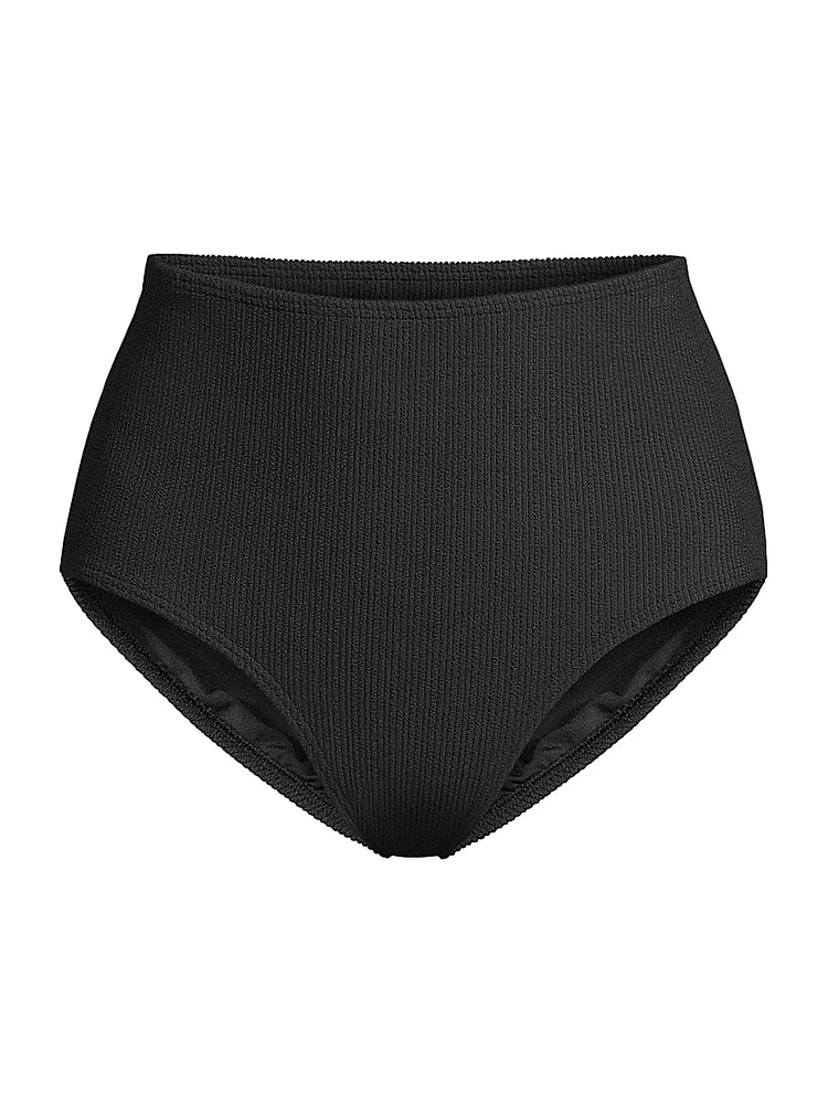 Textured High-Rise Bikini Bottom