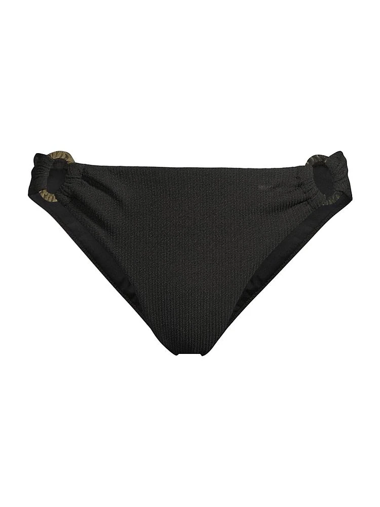 Ring Trim Textured Bikini Bottom