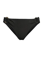 Ring Trim Textured Bikini Bottom