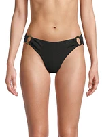 Ring Trim Textured Bikini Bottom