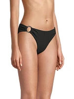 Ring Trim Textured Bikini Bottom