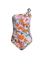 Kara Floral One-Shoulder Ring One-Piece Swimsuit