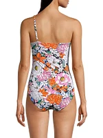 Kara Floral One-Shoulder Ring One-Piece Swimsuit