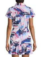 Sarah Abstract Cotton Tie-Waist Shirtdress