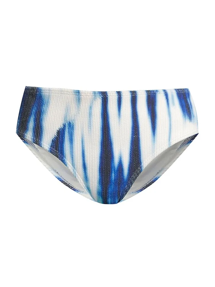 Abstract-Print Textured Bikini Bottom