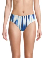 Abstract-Print Textured Bikini Bottom