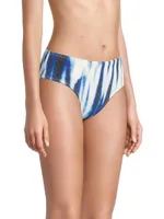 Abstract-Print Textured Bikini Bottom