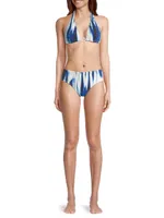 Abstract-Print Textured Bikini Bottom