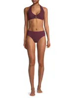 Textured Mid-Rise Bikini Bottom