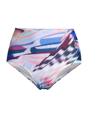 Abstract-Print High-Waist Bikini Bottom