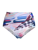 Abstract-Print High-Waist Bikini Bottom