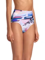 Abstract-Print High-Waist Bikini Bottom