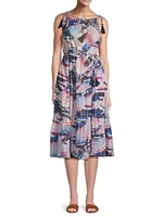 Marja Abstract-Print Cotton Midi-Dress