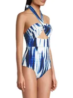 Ella Abstract Twist-Front One-Piece Swimsuit