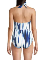 Ella Abstract Twist-Front One-Piece Swimsuit