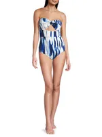 Ella Abstract Twist-Front One-Piece Swimsuit