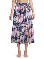 Jenni Abstract-Print Pleated Cotton-Blend Midi-Skirt