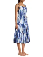 Marja Tie-Dye Cotton Tie-Waist Midi-Dress