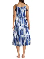 Marja Tie-Dye Cotton Tie-Waist Midi-Dress