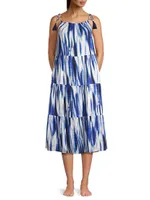 Marja Tie-Dye Cotton Tie-Waist Midi-Dress