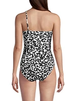 Kara Leopard One-Shoulder Ring One-Piece Swimsuit