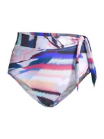 Abstract-Print Tie-Waist Bikini Bottom