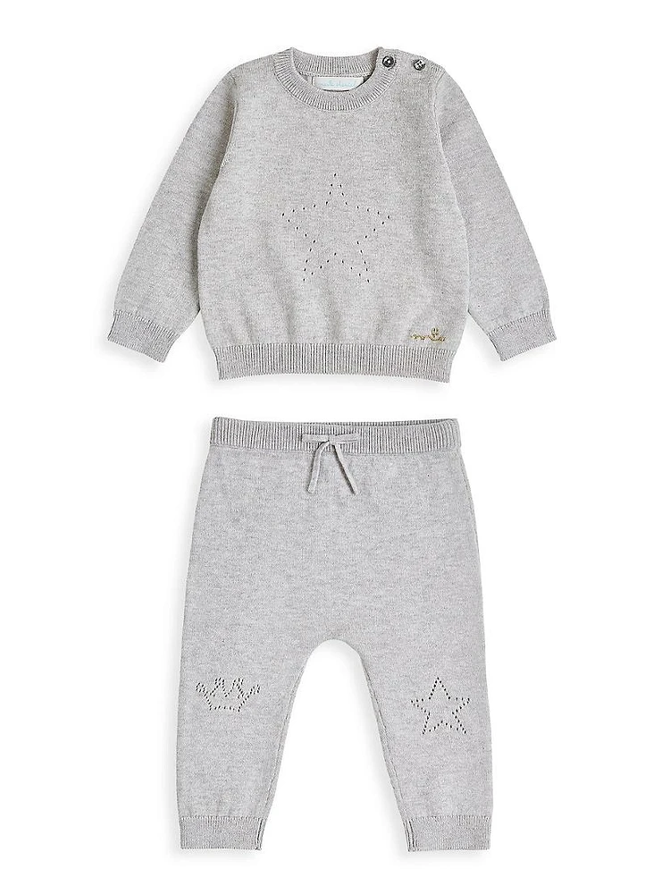 Baby Girl's Pointelle Star Knit Set