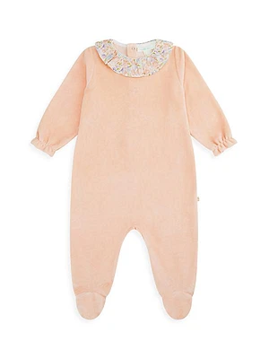 Baby Girl's Olympia Ruffle Velour Footie