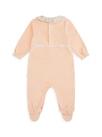 Baby Girl's Olympia Ruffle Velour Footie