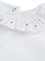 Baby Girl's Heart And Angel Wing Ruffled Bodysuit