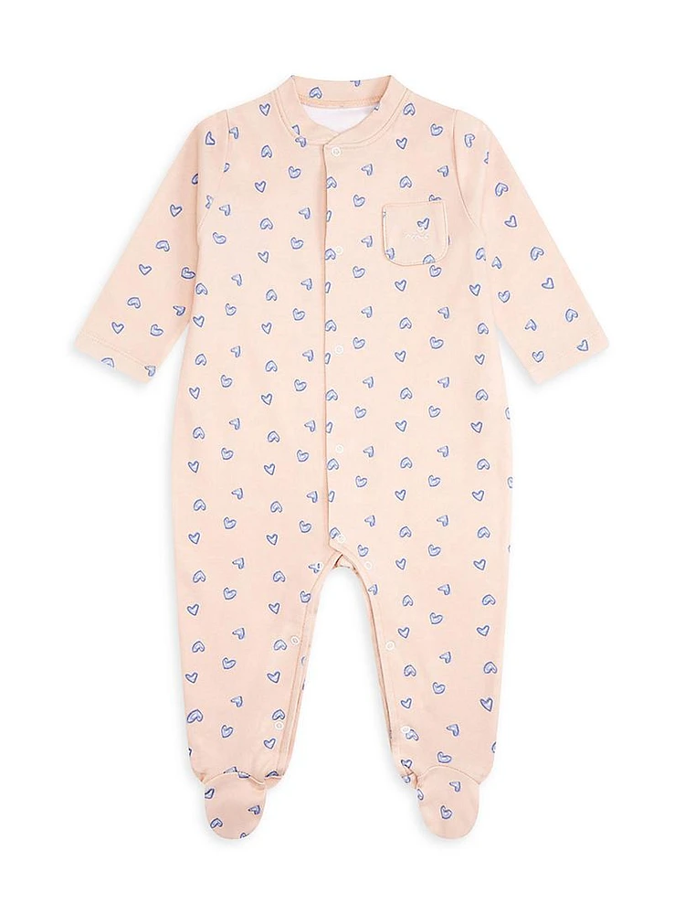 Baby Girl's Love Heart Cotton Footie