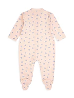 Baby Girl's Love Heart Cotton Footie