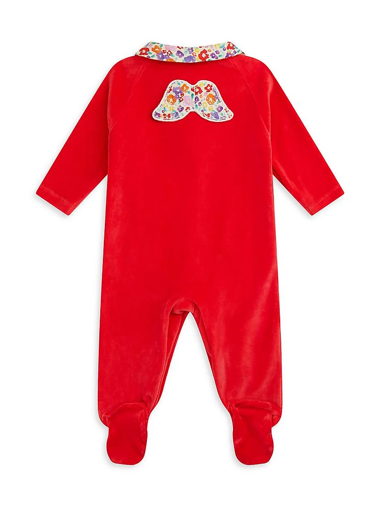 Baby Girl's Angel Wing Velour Footie