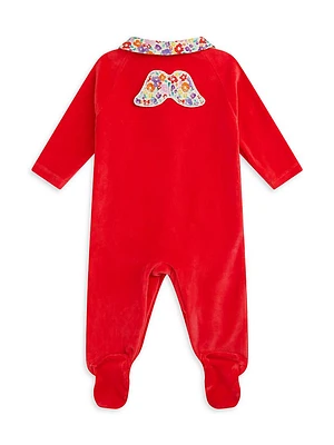 Baby Girl's Angel Wing Velour Footie