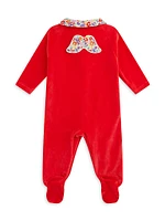 Baby Girl's Angel Wing Velour Footie