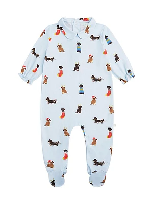 Baby's Christmas Dogs Collared Footie