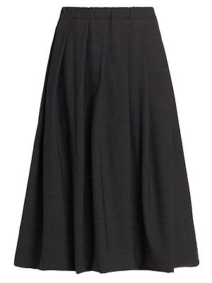 Pleated Wool-Blend Midi-Skirt