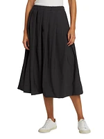 Pleated Wool-Blend Midi-Skirt