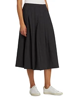 Pleated Wool-Blend Midi-Skirt